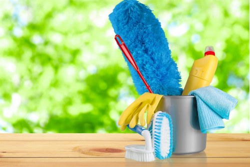 After builders cleaning team in Clapham polishing newly renovated interior surfaces