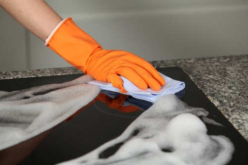 Clapham cleaning team focusing on detailed dusting and surface care