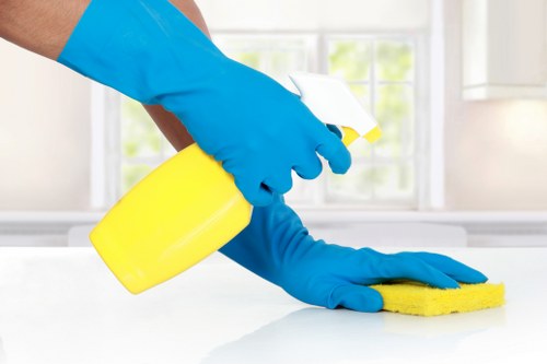 Professional oven cleaner in Clapham deep cleaning a kitchen oven