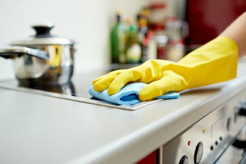Close-up of stain removal on a carpet in Clapham